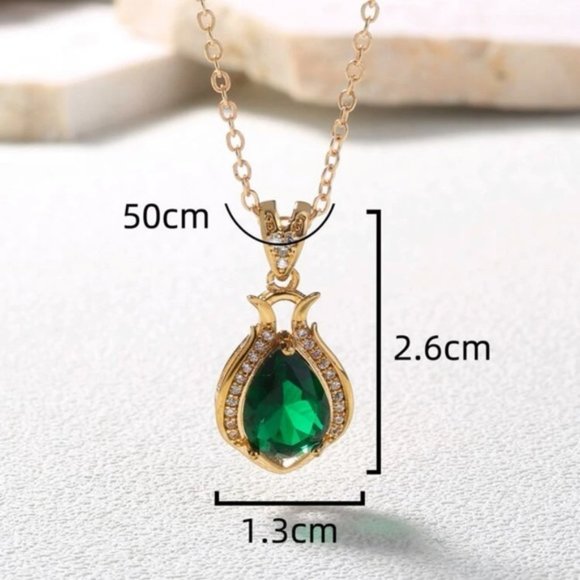 Aqua Sparkle Cubic Zirconia Water Drop Necklace - Picture 5 of 7